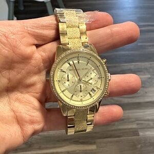 Michael Kors Gold Crystal-Accent Chronograph Watch